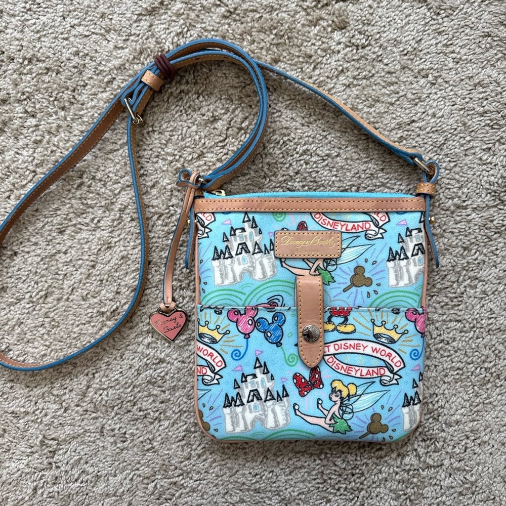 Dooney & Bourke Blue Disney Sketch Pattern Crossbody Bag